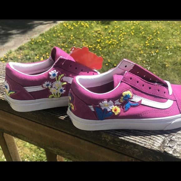 Vans Old Skool Floral Floralchenile Fuchsia Shoes - Picture 5 of 6